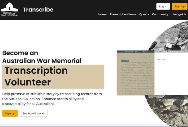 Transcribing tool for the Australian War Memorial